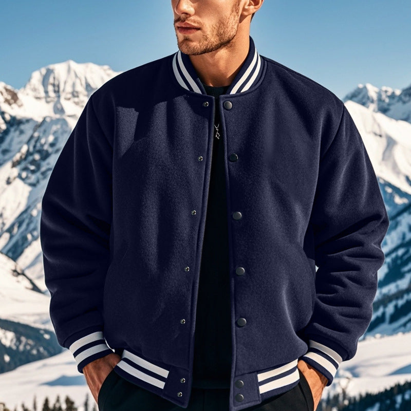 Herren nan stylische College-Varistyjacke mit geripptem Kragen, elastischen Bündchen und wärmender Thermowattierung EB