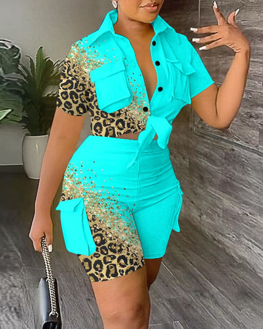 Damen Freizeit Set mit modischem Hemd und stylischen Shorts EB