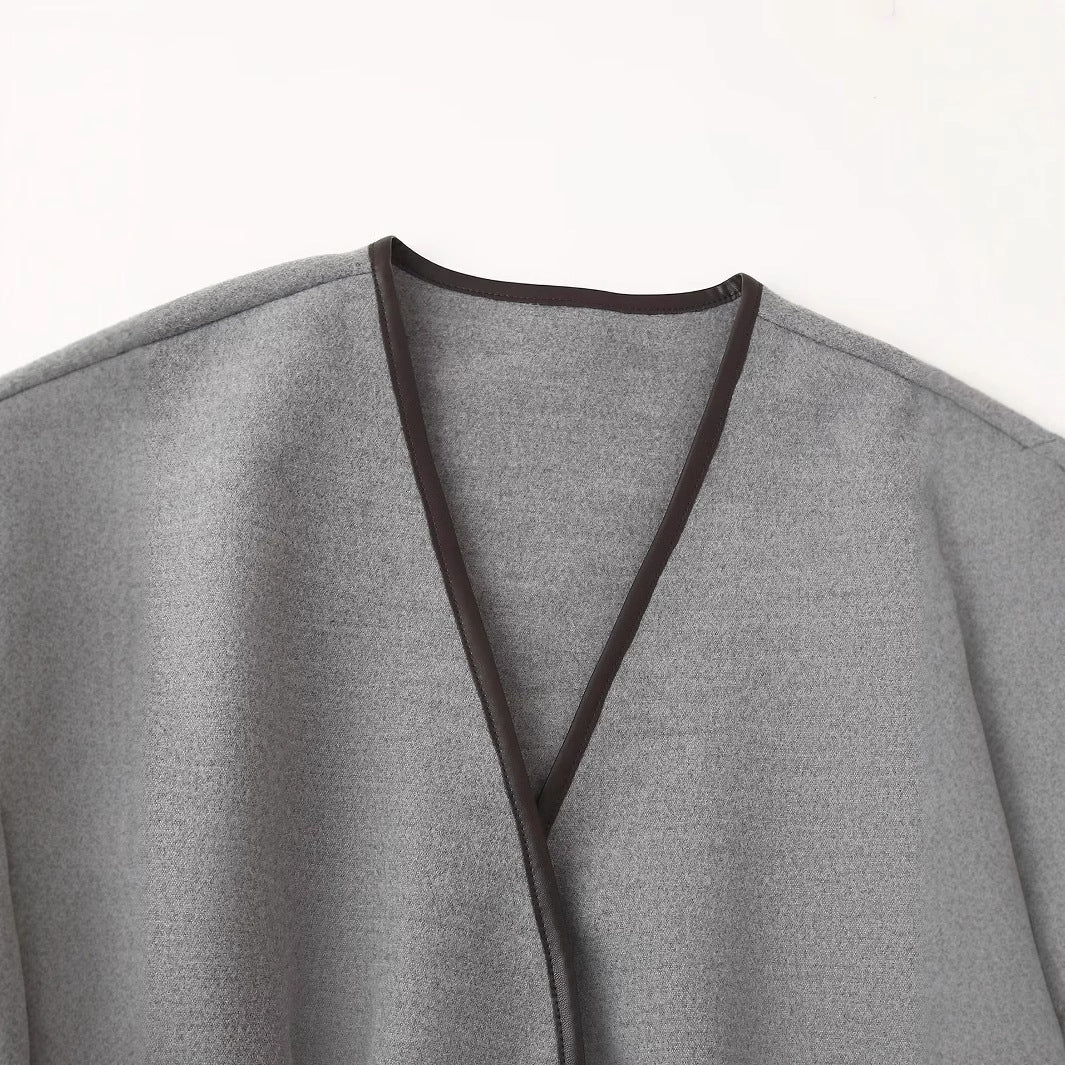 Damen elegante Wickeljacke mit praktischen Taschen EB