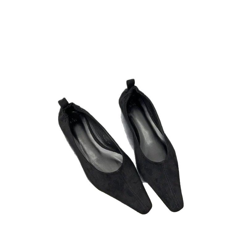 Damen Elegante Ballerinas mit spitzem Zehenbereich und feiner Velours-Oberfläche EB