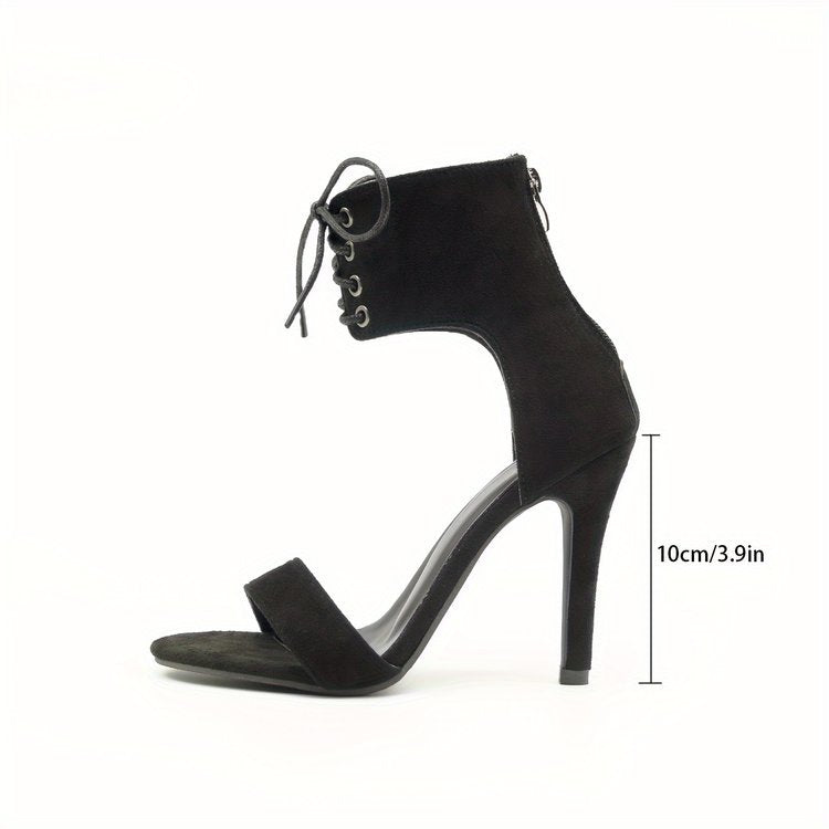 Damen elegante High Heel Sandalen mit modernem Schnür-Design EB