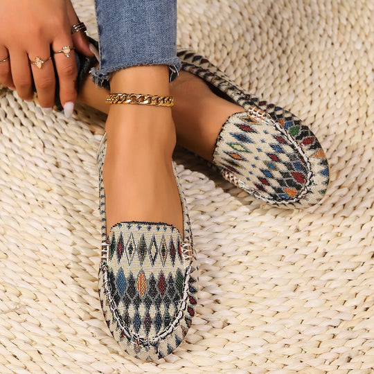 Damen Mokassins mit modernem Ethno-Design EB