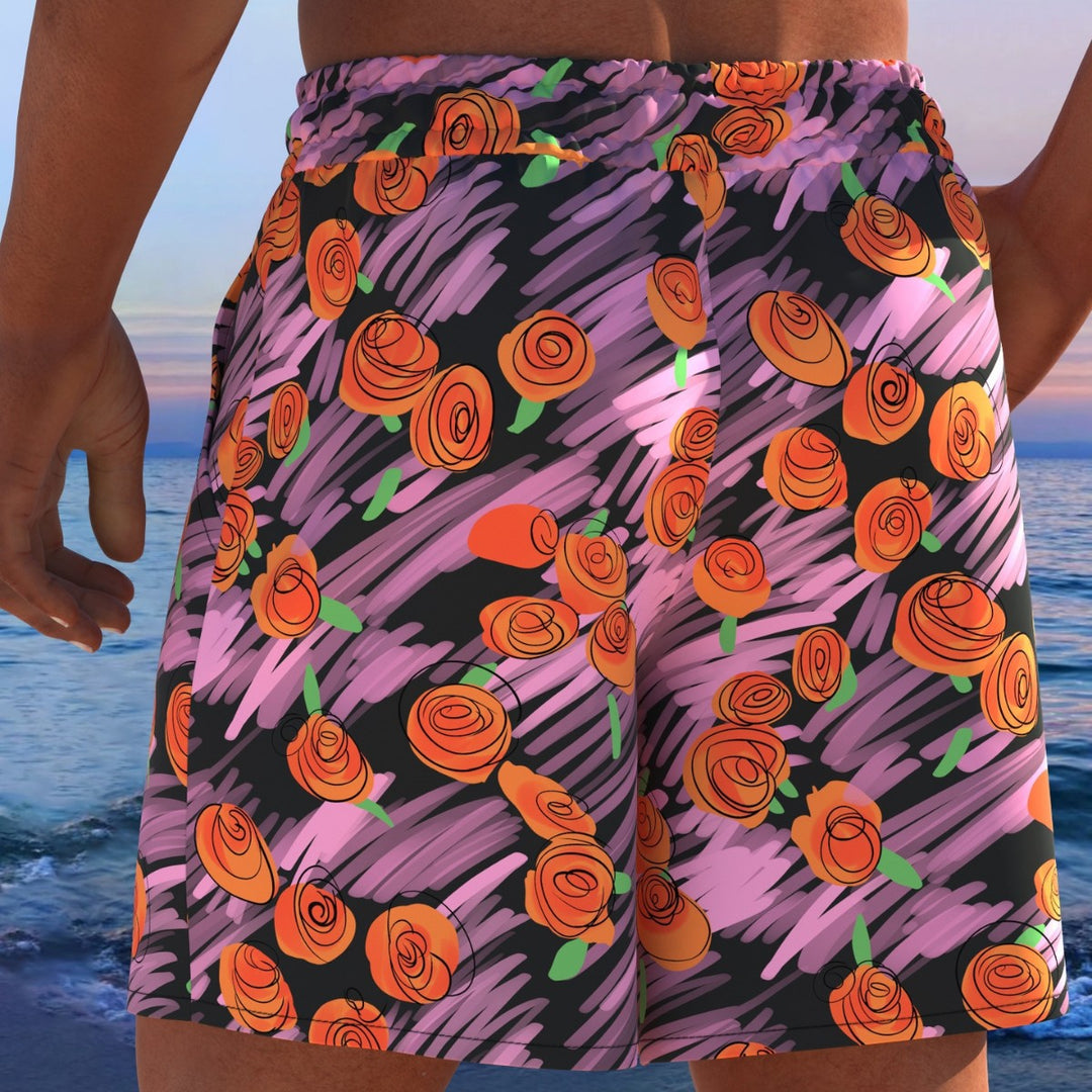 Herren Badeshorts mit modernem Streifen-Design und elastischem Bund EB