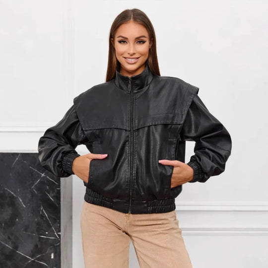 Damen modische Kunstlederjacke EB