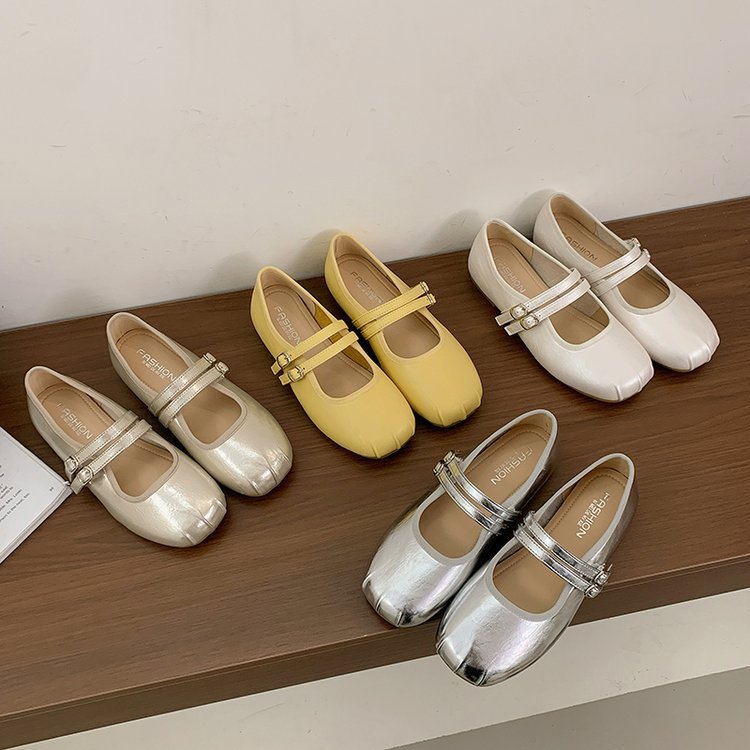 Damen elegante Ballerinas mit doppeltem Riemen und komfortabler Innensohle EB
