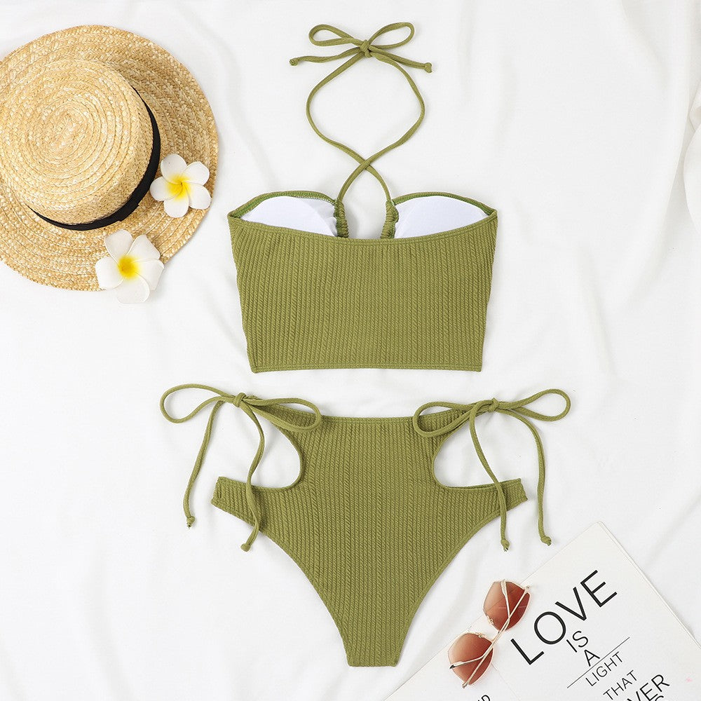 Damen Bikini-Set mit raffiniertem Rippendesign und verstellbarem Bindesystem EB