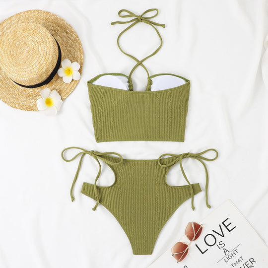 Damen Bikini-Set mit raffiniertem Rippendesign und verstellbarem Bindesystem EB