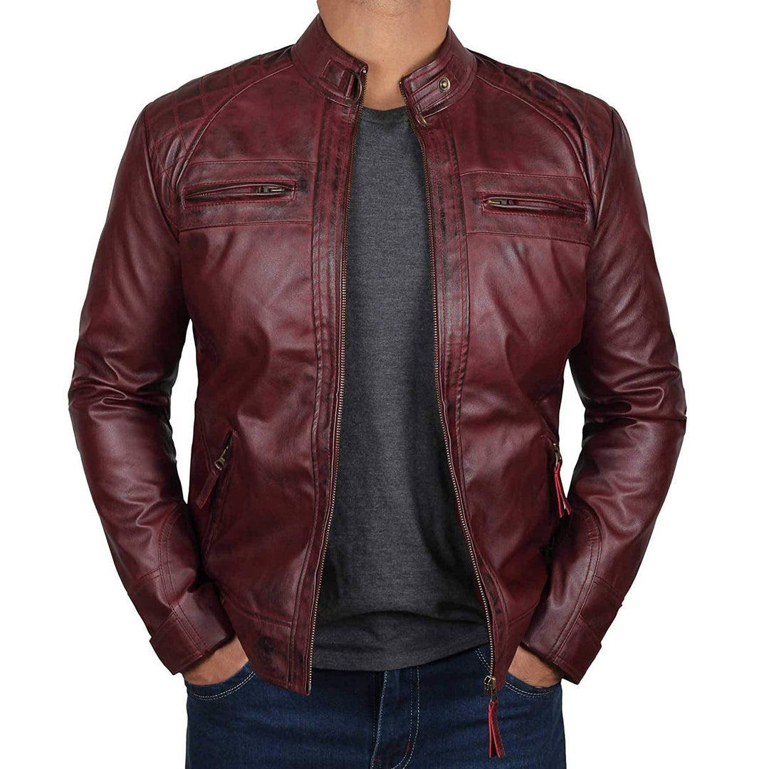 Herren Bikerjacke mit funktionalen Taschen und einzigartiger Steppung EB