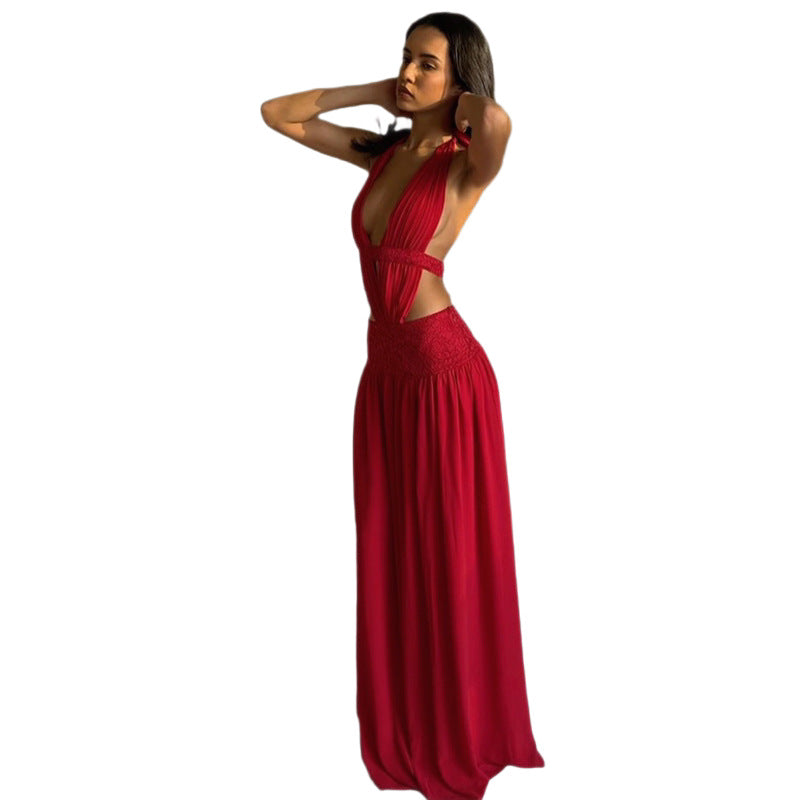 Damen Elegantes Abendkleid mit tiefem Ausschnitt und seitlichen Cut-Outs EB