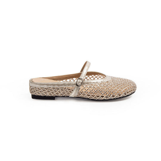 Damen Ballerinas mit modischem Netzdesign und eleganter Riemchen-Applikation EB