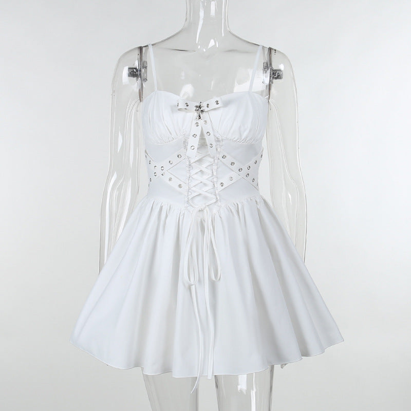 Damen figurbetonte Bluse mit Rüschendetails und Schnürung EB