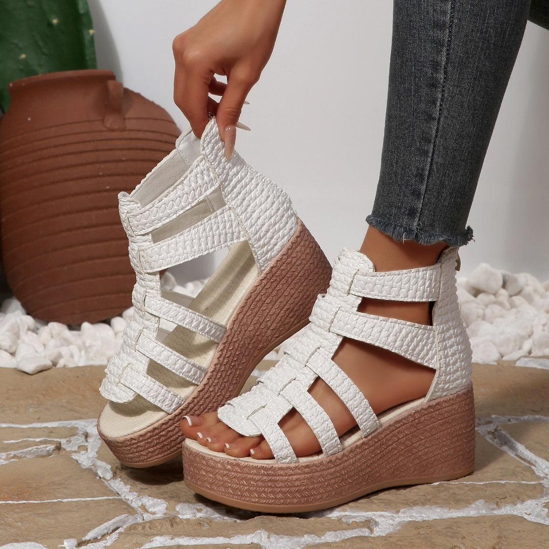 Damen Wedge-Sandalen mit geflochtenen Riemen und robustem Absatz EB