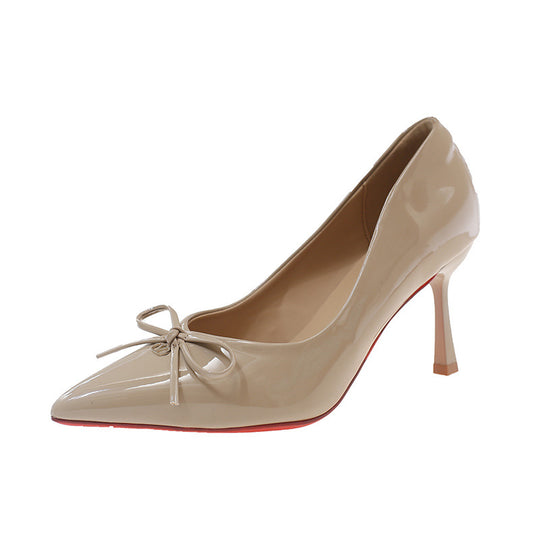 Damen stilvolle und elegante spitze Pumps mit Schleifen-Detail EB