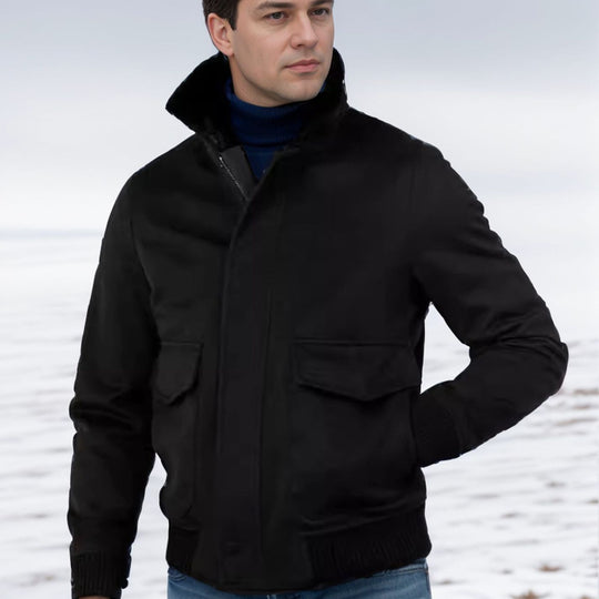 Herren modische Bomberjacke mit warmem Kragen EB