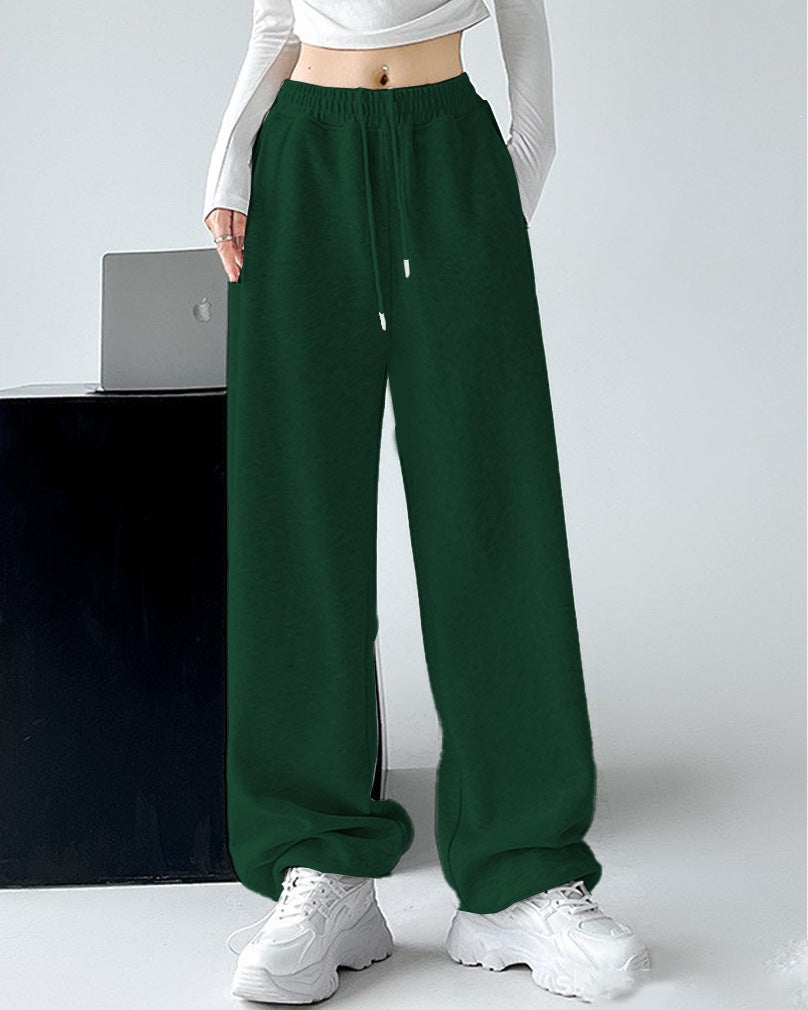 Damen nan extraweite Palazzo-Sweathose mit hohem Komfortbund, seitlichen Eingrifftaschen, Schlitz am Saum und Kordelzug EB