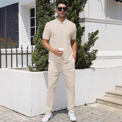 Herren nan urbanes Reise-Poloshirt mit kurzem Frontreißverschluss, elastischem Interlock und knitterarmer Pflege EB