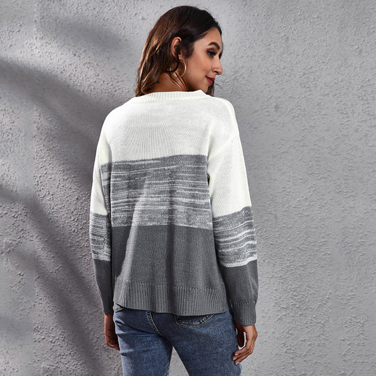 Damen Grobstrickpullover mit modernem Streifendesign und komfortablem Schnitt EB