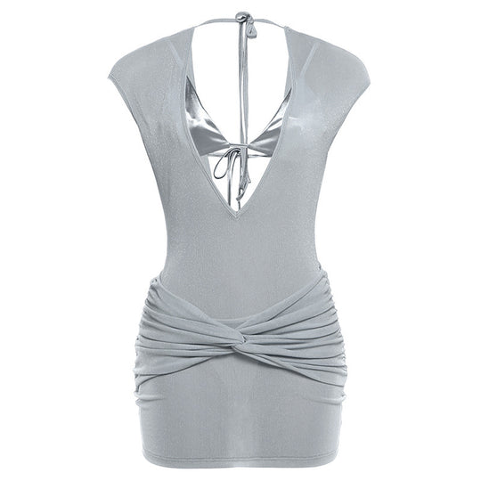 Damen Glamouröses Jumpsuit mit tiefem V-Ausschnitt und Wickeldesign EB