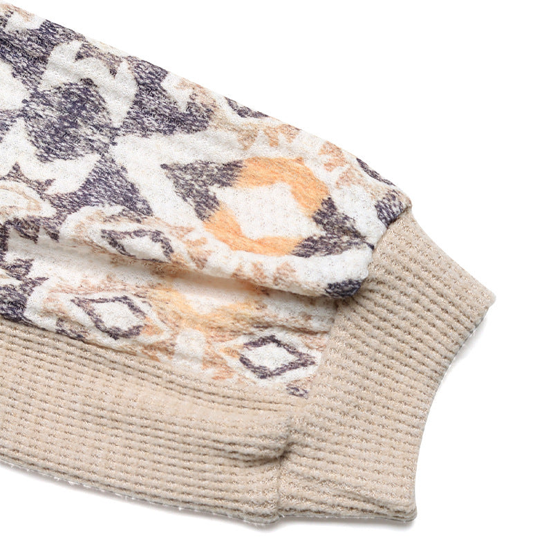 Damen Strickpullover mit modernen Raglanärmeln und floralem Muster EB