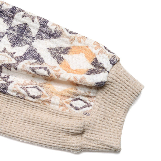 Damen Strickpullover mit modernen Raglanärmeln und floralem Muster EB