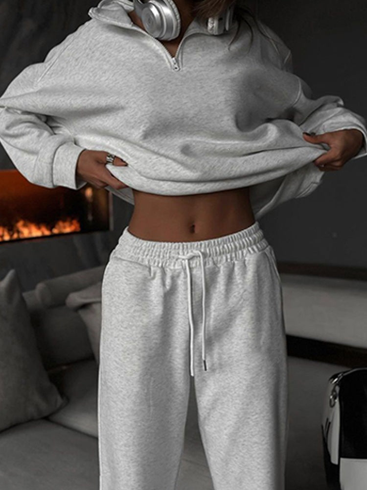 Damen nan lässige Sweatpants mit hohem Komfortbund, innen angerautem Fleece, Kordelzug und tiefen Seitentaschen EB