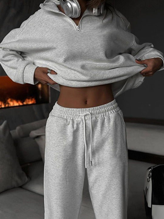 Damen nan lässige Sweatpants mit hohem Komfortbund, innen angerautem Fleece, Kordelzug und tiefen Seitentaschen EB