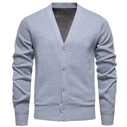 Herren nan leichte Feinstrick-Strickjacke mit V-Ausschnitt, verdeckter Knopfleiste und elastischem Rippbündchen EB