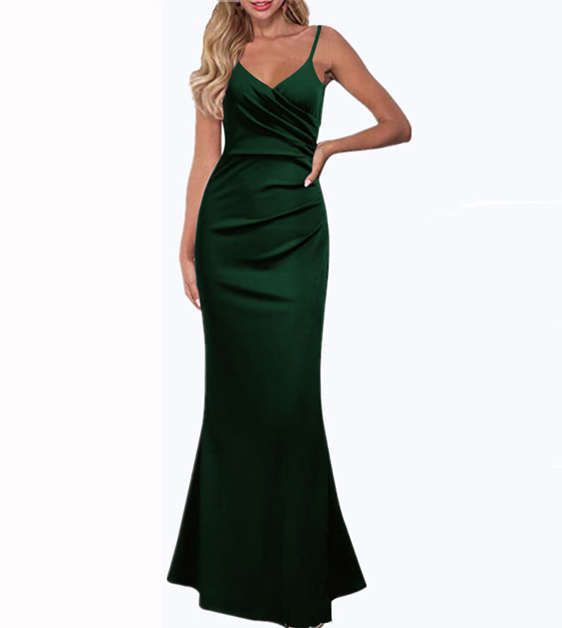 EB | Einfarbiges Slim Fit Fließendes Maxikleid