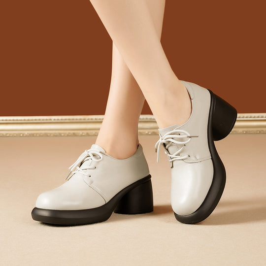 Damen Elegante Schnürschuhe mit hochgezogenem Blockabsatz und weichem Innenfutter EB