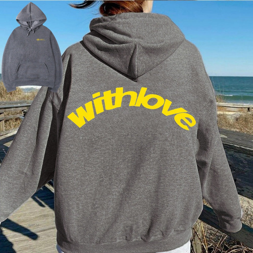 Unisex nan oversized Kapuzenpullover mit großflächigem Rückenprint, Kängurutasche und gerippten Bündchen EB