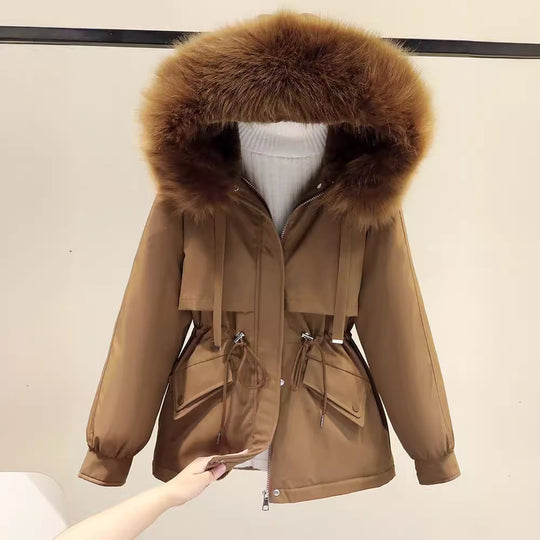 Damen Winterjacke mit funktionalem Reißverschluss und abnehmbarem Kunstpelzkragen EB