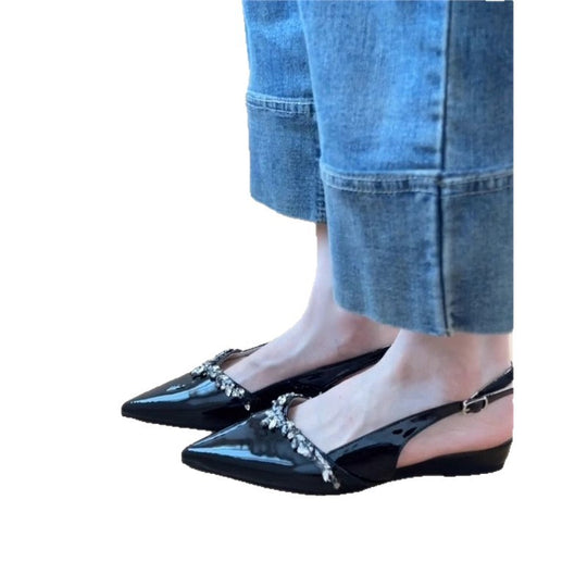 Damen elegante Slingback-Pumps mit funkelnder Schmuckverzierung EB