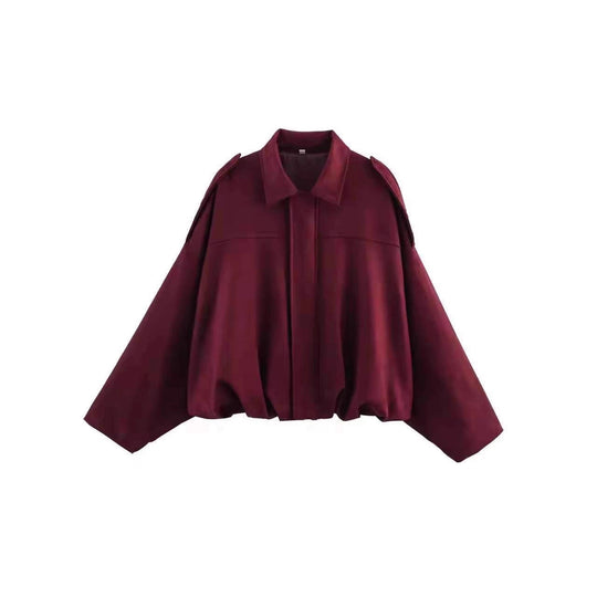 Damen Kurzjacke im Oversize‑Schnitt mit Ballon Saum und Schulterklappen EB