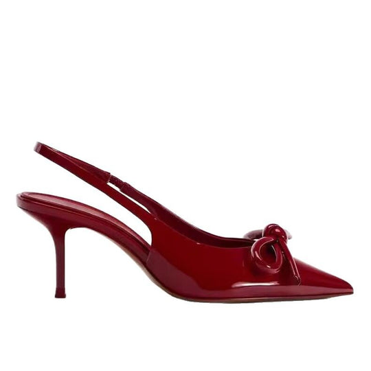 Damen Slingback-Pumps mit elegantem Schleifenakzent und spitz zulaufendem Design EB