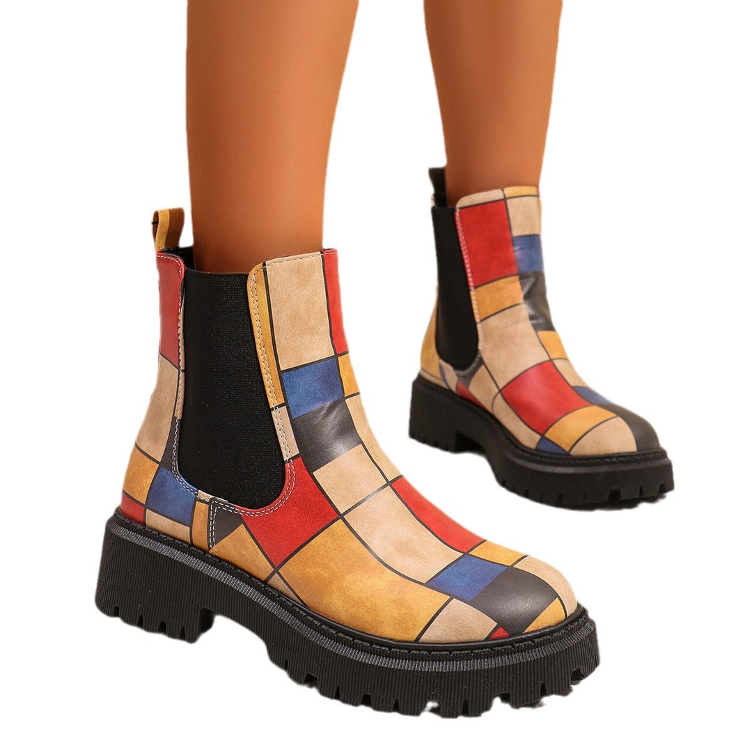 Damen Chelsea Boots mit trendigem Muster und rutschfester Sohle EB