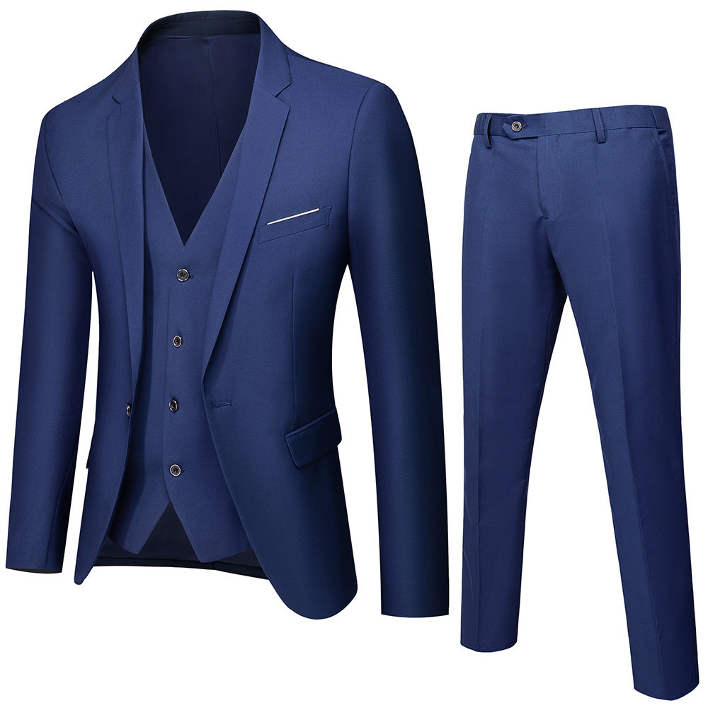 Herren nan dreiteiliges Business-Anzugset mit tailliertem Einreiher-Sakko, schmal geschnittener Weste und elegant geschnittener Anzughose EB