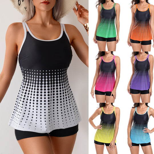 Damen Tankini-Set mit sportlichem Schnitt und elegantem Punktenmuster EB