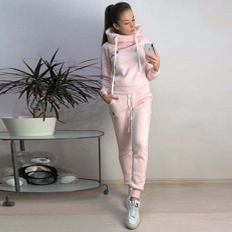 Damen Sportliches Hoodie-Set mit bequemer Passform und elastischen Hosen EB