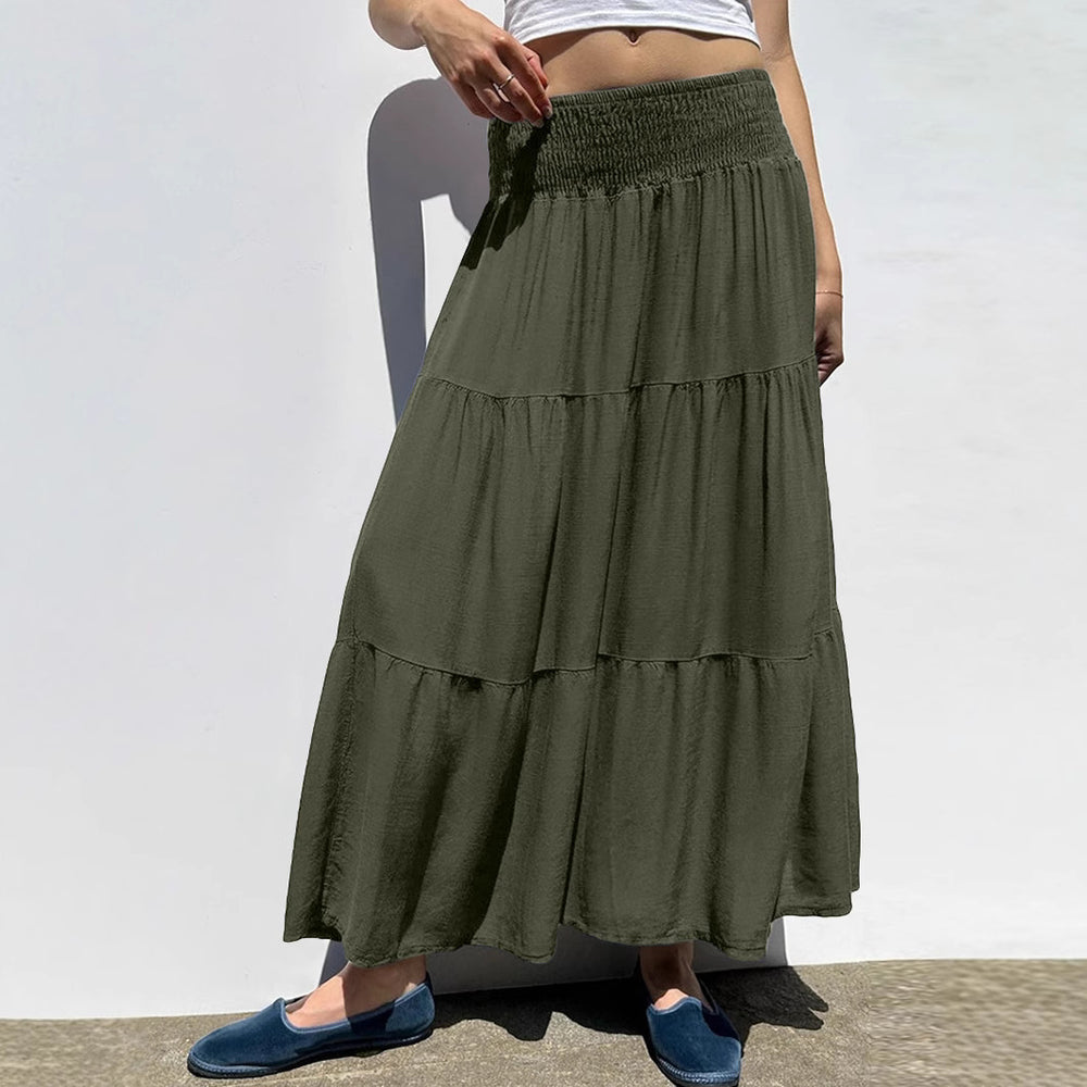 Damen Maxi-Rock mit voluminösem Schnitt und elastischem Bund EB