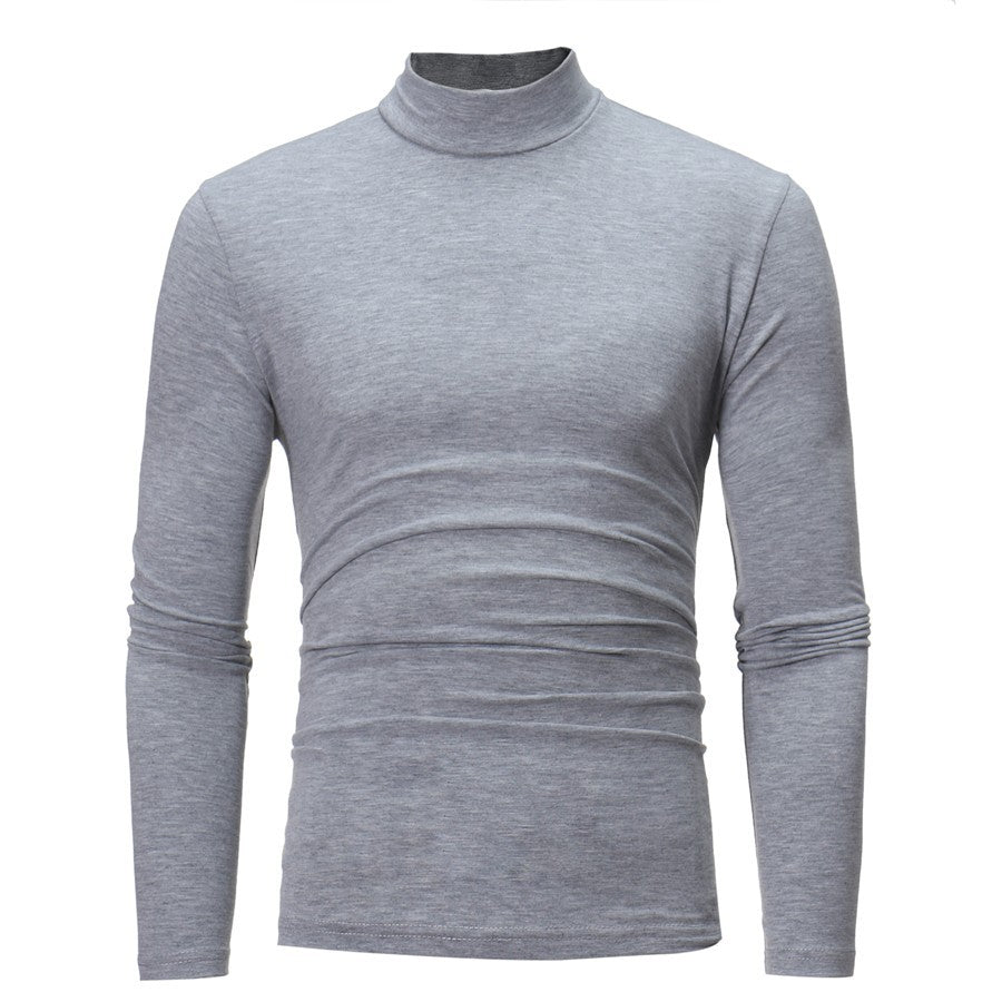 Herren Langarm T-Shirt mit stehendem Kragen und figurschmeichelndem Schnitt EB