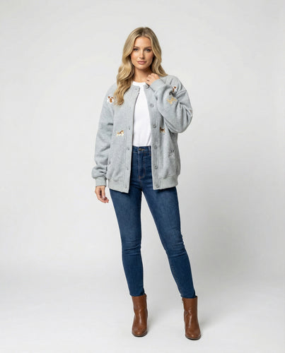 Lockere Damen Oversize Baseball Jacke im verspielten Koreanischen Stil