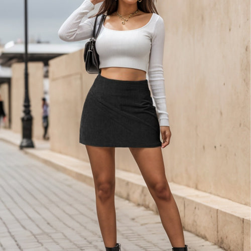 Damen figurbetontes Langarmshirt mit strukturiertem Rippenmuster EB
