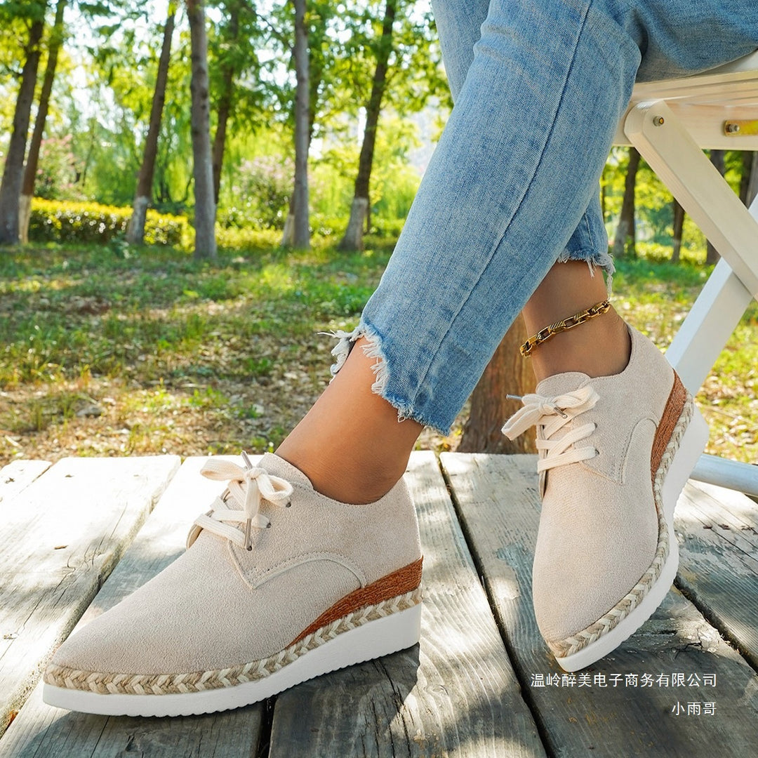 Damen Sneaker mit modischem Bastboden und atmungsaktivem Obermaterial EB