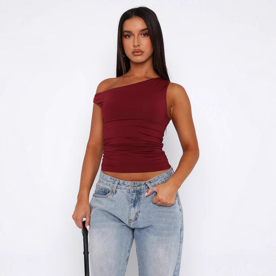 Damen Crop-Top mit floralem Design und schulterfreiem Schnitt EB