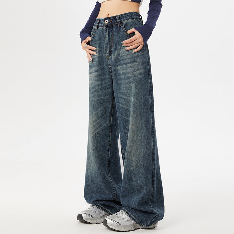 Damen Weite Jeans mit hohem Bund und moderner Waschung EB
