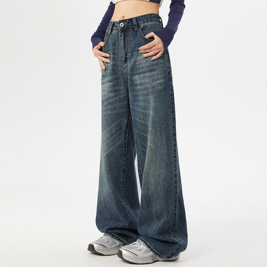 Damen Weite Jeans mit hohem Bund und moderner Waschung EB