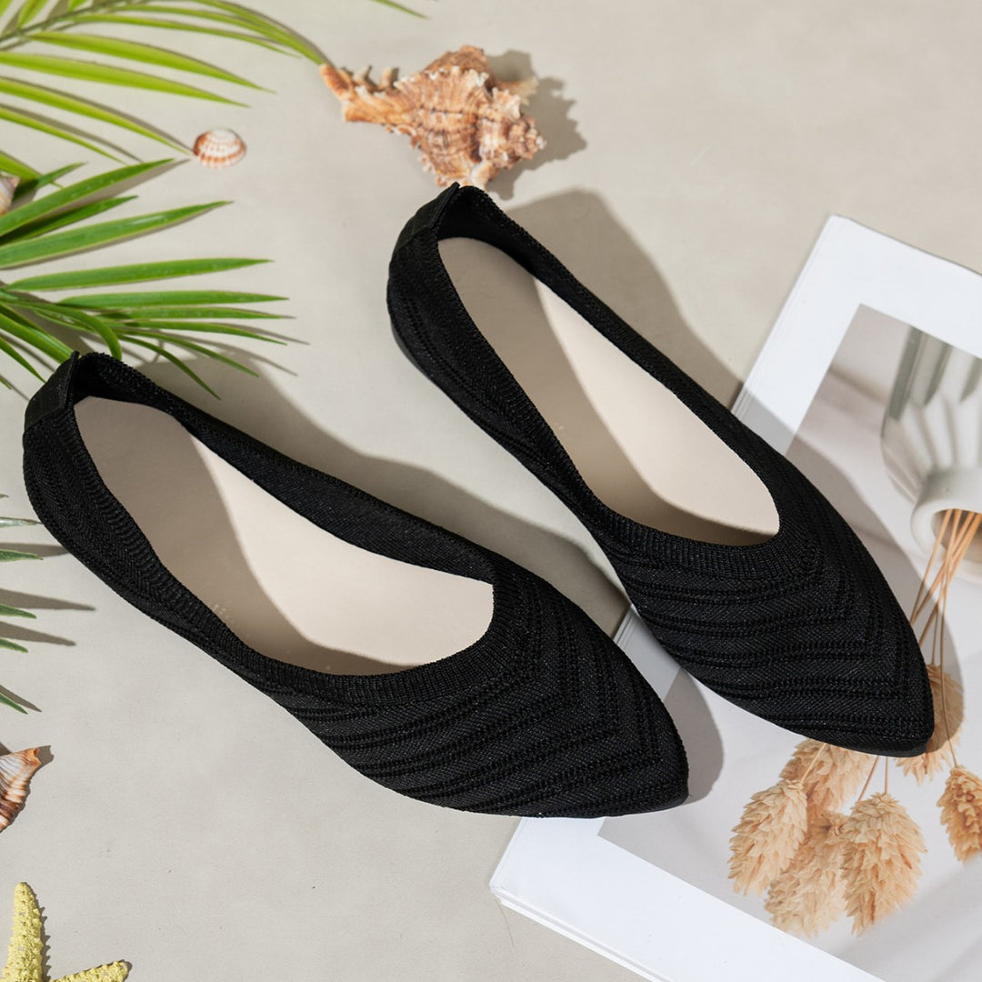 Damen Ballerinas aus atmungsaktivem Strickmaterial mit elegantem Schnitt EB