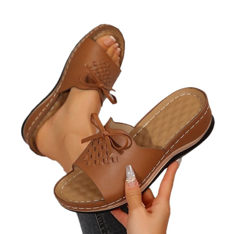 Damen Komfortable und stilvolle Mules mit raffiniertem Schleifendetail EB