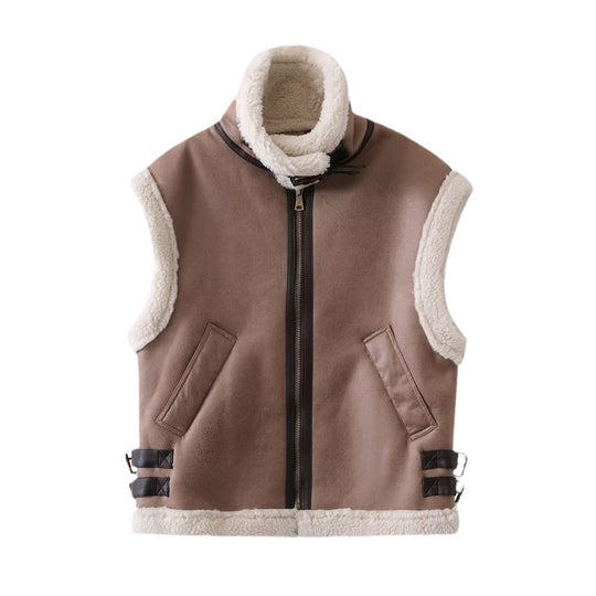 Damen modische Weste mit kuscheligem Innenfutter und eleganten Details EB
