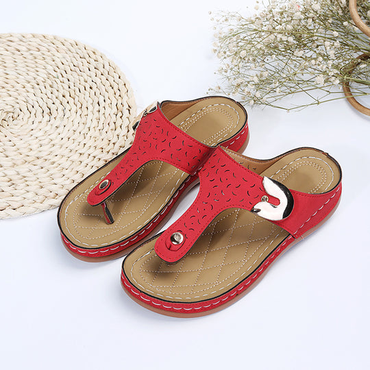 Damen Bequeme Zehentrenner-Sandalen mit verstellbarem Riemen und gepolsterter Sohle EB
